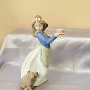 NAO. Porcelain Figurine with Dog - Blue and White